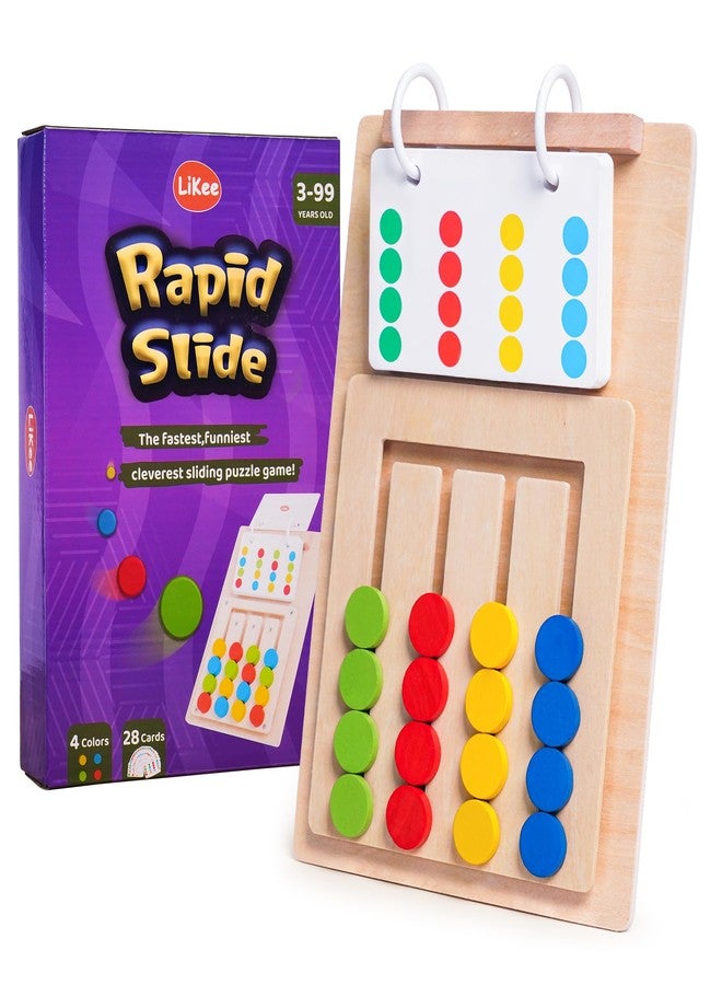 LiKee Slide Puzzle Color Sorting Matching Toys, Airplane Car Travel Busy Board for Toddler No-Lose-Parts and Portable, Montessori Wooden Educational Toys Board Games for Kids Boys Girls 3+ Years Old - Image 1